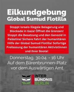 Eilkundgebung: Solidarität mit Global Sumud Flotilla @ Berlin, Außenministerium